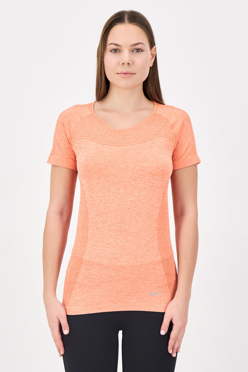 Nike Women Sportswear Fit Short Sleeve Running Top, Orange - Image 1